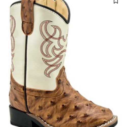 Old West Toddler Boys' Ostrich Print Western Boots - Broad Square Toe