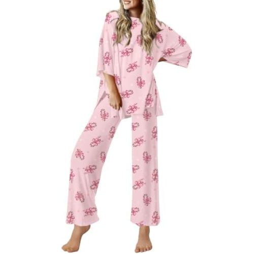 Ekouaer Lounge Sets for Women Soft Comfy Pajama Set 2 Piece Outfits