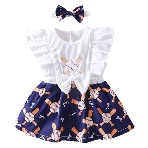 Chichoo Baby Girl Romper Dress Newborn Sleeveless Bodysuit with Headband | Ruffle sleeveless romper skirt dress, One piece outfit, Classic sports details for sport parties, gameday & daily wear