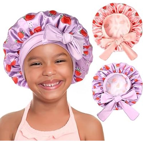 YANIBEST 2 PCS Baby Bonnet Silk Satin Bonnet for Kids Sleeping Cap Curly Natural Hair Silk Bonnets for Girls Boys Infant