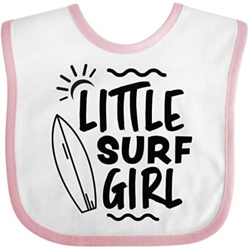 Little Surf Girl with Surfboard Baby Bib