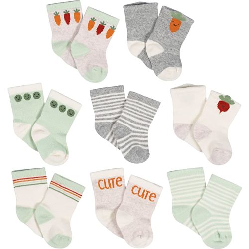 Gerber Unisex Baby 8-Pair Wiggle-Proof Sock - Happy Veggies