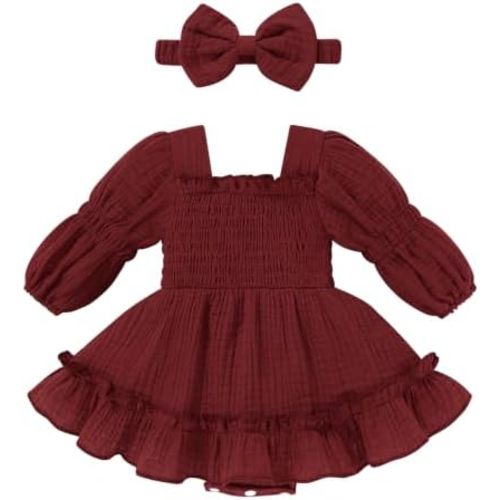 Happy Town Cute Baby Girl Clothes Toddler Long Sleeve Romper Dress Outfits
