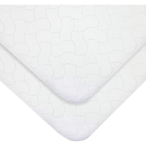 American Baby Company 2 Pack Waterproof Reusable Embossed Quilt-Like Flat Crib Protective Mattress Pad Cover for Babies, Adults and Pets, White