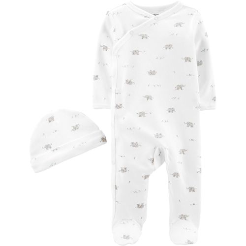 2-Piece Cap & Side-Snap Sleep & Play Set - Ivory - 3M