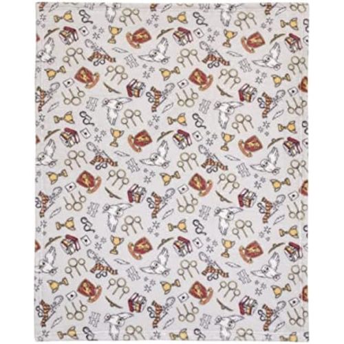 NoJo Harry Potter Magical Moments Grey and White Super Soft Baby Blanket