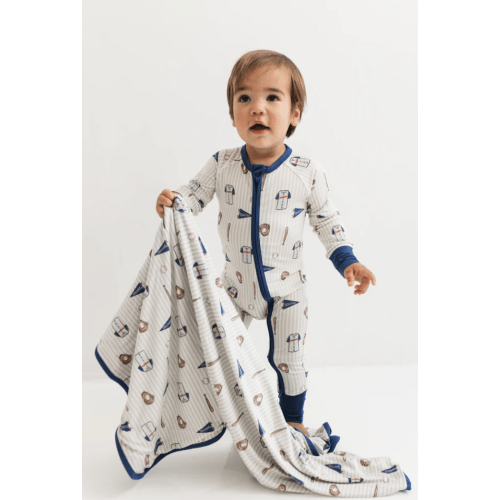 Blue Baseball Zipper Romper – In My Jammers