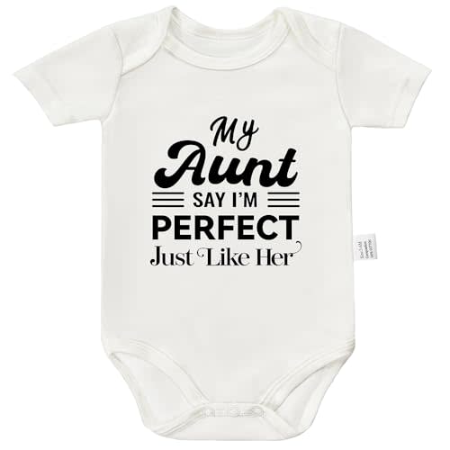 Cviwsluad My Aunt Say I'm Perfect Just Like Her Bodysuit, Gender Neutral Baby Clothes, Infant Cotton Short Sleeve Jumpsuit