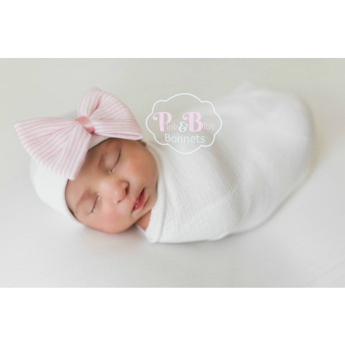 Baby girl hat with bow, baby girl hospital hat, newborn hospital hat with bow, baby girl hat, newborn girl hat, baby girl beanie