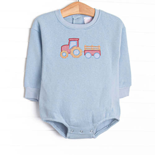 Tilling Tractors Applique Sweatshirt Bubble, Blue – Stitchy Fish
