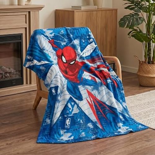 Northwest Marvel Spiderman Plush Throw Blanket, 46" x 60" Silk Touch Soft Fleece Blanket for Boys Kids & Adults, Officially Licensed