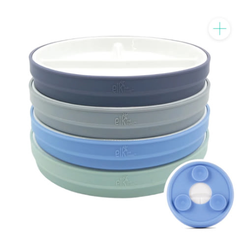 6.7"/16cm Porcelain White Divided Plates with Silicone Suction Sleeves