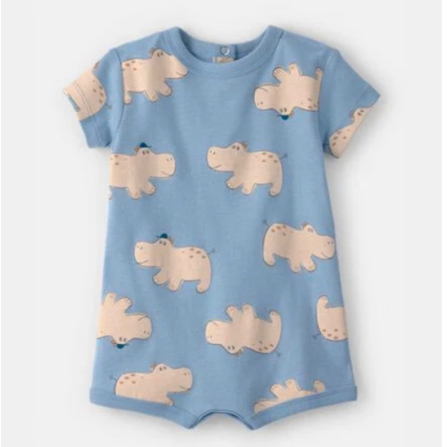 Baby Boy Hippo Short-Sleeve Romper - Blue | Carter's