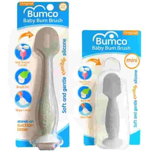 Bumco Baby Bum Brush + Mini Baby Diaper Cream Spatula with Case - BPA-Free Silicone Diaper Spatula, Mom-Invented Butt Paste Applicator (Gray & Gray) C3