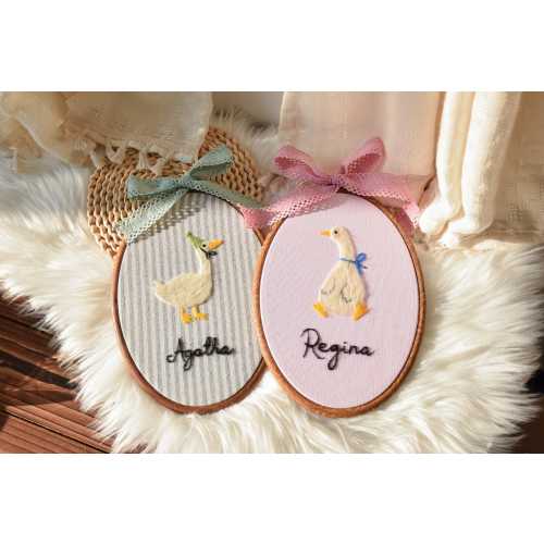 Felted Goose Nursery Wall Art: Personalized  Handmade Needle Felt Hoop, Baby Room Decor