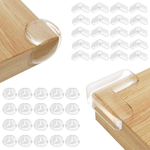 Rindion 40 Pack Corner Protector Baby, 2 Shapes Baby Proof Corners and Edges, Clear Table Corner Covers Baby, Baby Corner Protector Guards, Corner Guards for Table Edges & Sharp Corners