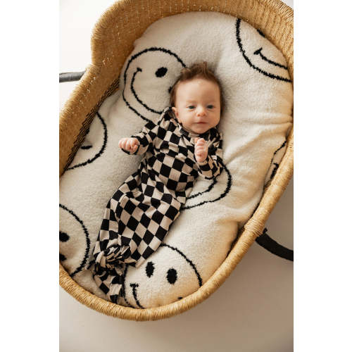 Black Checkered | Knotted Bamboo Gown