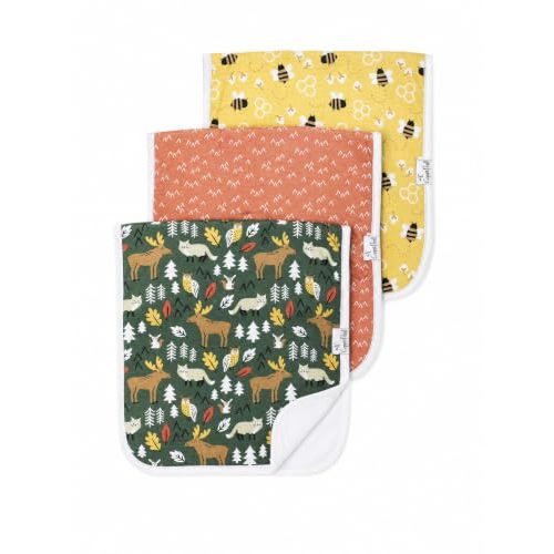 Copper Pearl Premium Baby Burp Cloths - 3-Pack Large Cotton Burp Cloths, Extra Soft Spit Up Rags with 3 Absorbent Layers, Perfect for Baby Boy and Baby Girl Gifts (21" x 10" Size, Atwood Set)