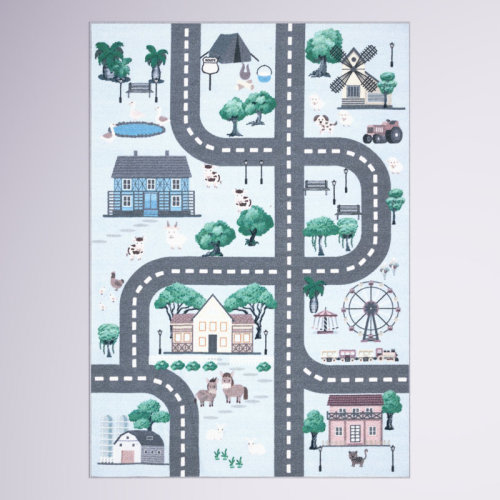 Mack & Milo™ Guarani Blue/Dark Gray Rug & Reviews | Wayfair