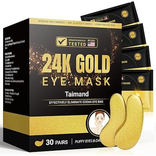 Under Eye Patches (30 Pairs), 24K Gold Under Eye Mask for Puffy Eyes, Dark Circles,Bags and Wrinkles with Collagen,Relieves Pressure and Reduces Wrinkles,Revitalises and Refreshes Your Skin