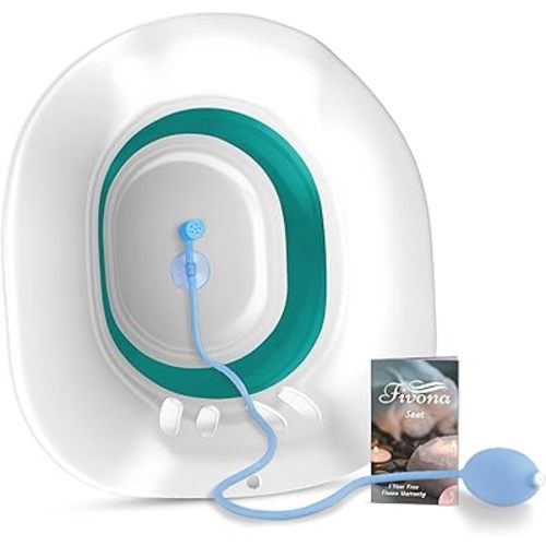 Sitz Bath for Hemorrhoids Soak and Postpartum Care | Toilet Seat | Bartholin Cyst Tub | at Home Soaking Procedures for Men and Detox Vaginal Steaming for Women with Massage Hand Flusher