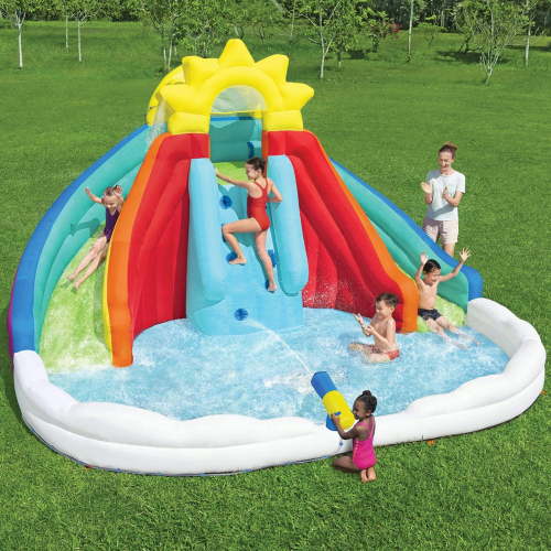 H2OGO! Rainbow Adventure 9'1"" Kids Inflatable Mega Water Park