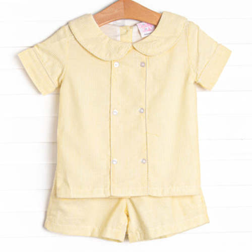 Simple Seersucker Short Set, Yellow – Stitchy Fish