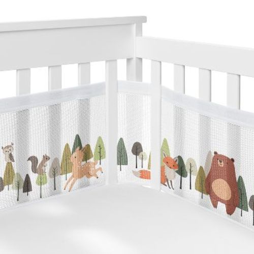 Sweet Jojo Designs Boy, Girl, Unisex/Gender Neutral BreathableBaby Breathable Mesh Crib Liner Woodland Animal Pals Multicolor