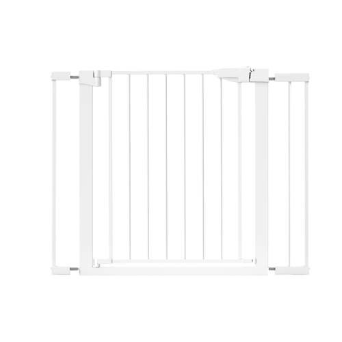 Baby Gate for Stairs, 29.7-40.6" Retractable, Auto-Close Safety Gate with Double Lock, Indoor Toddler Pet Gates for Doorways, Child Dog Gate Easy Walk, Pressure Mounted, White