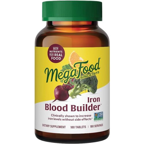MegaFood Blood Builder Iron Supplement, Energy Support, Vegan, 180 Tablets