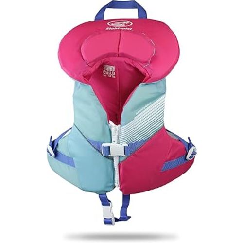 Stohlquist Child Life Jacket, US Coast Guard Approved, Type III Life Vest (30-50 lbs) for Kids and Children, Support Collar with Grab Handle, Fully Adjustable PFD for Pools, Lakes and Boating