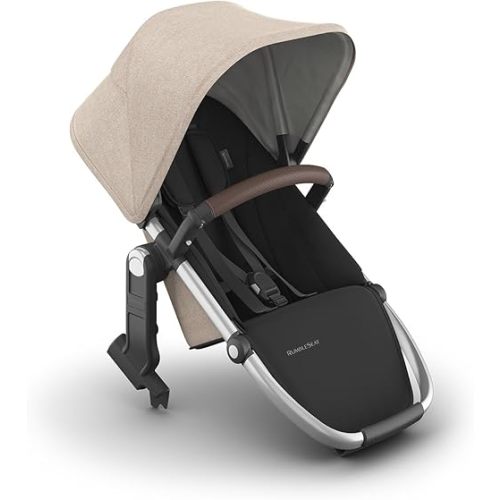 UPPAbaby RumbleSeat V3 Second Lower Seat - Compatible with Vista V2 and Vista V3 - All-Weather Seat + Magnetic Buckle – Adapters Included - Declan (Oat Mélange/Silver Frame/Chestnut Leather)