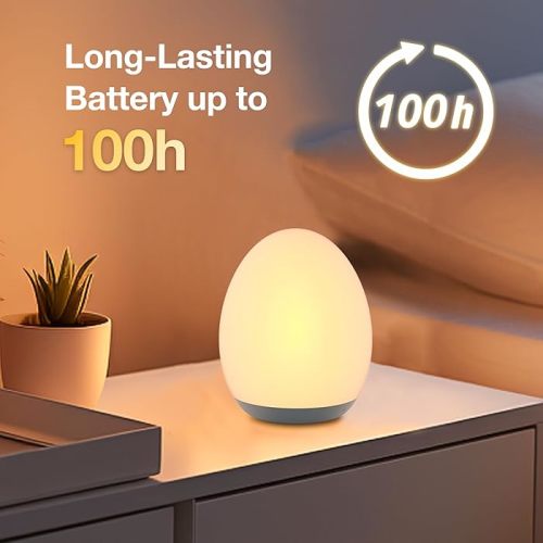 JolyWell Night Light for Kids, Baby Egg Light with 7 Colors Changing Mode & Stepless Dimming, Nursery Night Lamp BPA Free,Rechargeable Egg Night Light for Breastfeeding 1h Timer & Touch Control, Wood - Amazon.com