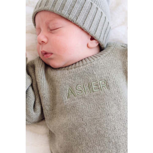 Embroidered Knit Sweater Bubble Romper | Solids