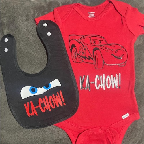 Lightening Mcqueen Ka-chow Baby Onsie and Bib Set - Etsy