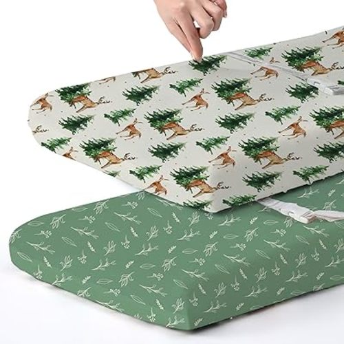 BROLEX Changing Pad Covers for Baby: Boy Girls Ultra Stretchy Soft 2 Pack,Sika Deer Foliage