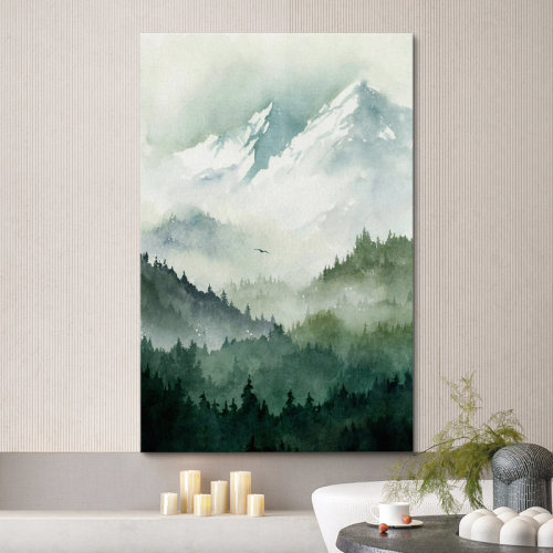 IDEA4WALL Woodland Forest Landscape Green Mountain Nature Scene Modern Decor Large Frame Canvas Print Wall Art & Reviews | Wayfair