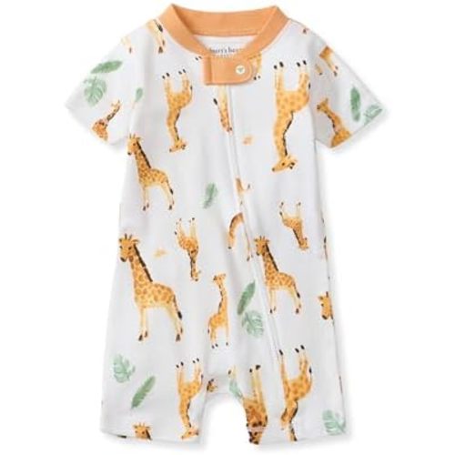Burt's Bees Baby Short Sleeve Pajamas, One-piece Sleeper Romper Pjs, Snug Fit for Infants 3 to 24 Months