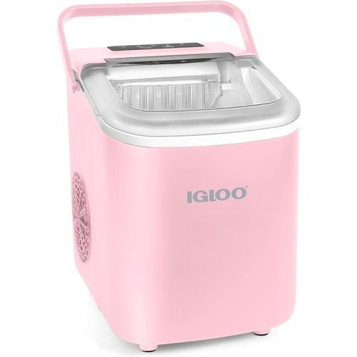 Igloo 26-Pound Automatic Self-Cleaning Portable Countertop Ice Maker Machine with Handle, Pink