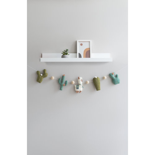 Felt llama cactus garland, desert wall hanging, cactus nursery decor