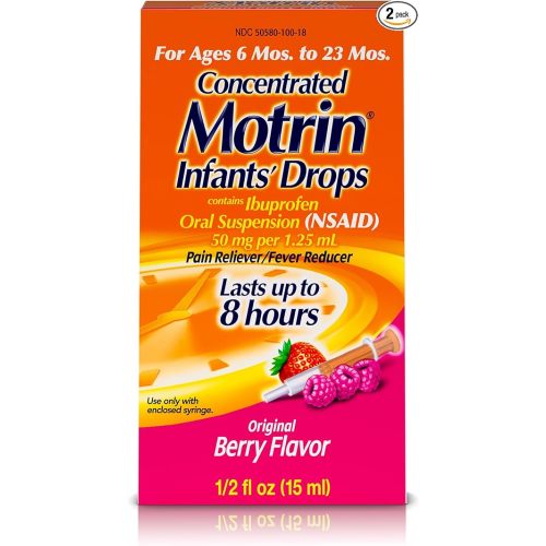 Infants' Motrin Concentrated Drops, Fever Reducer, Ibuprofen, Berry Flavored, 0.5 Oz, 2 Pack