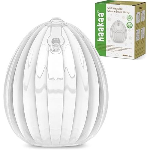 haakaa Shell Breast Pump, Wearable Manual Breast Pump - Hands Free, Passive Silicone Breastmilk Collection for Nursing Mom, Breastfeeding Leak Catcher, 75ml-1 pc