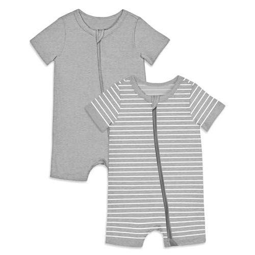 Jimonda Baby Rompers Cotton Baby Boys Baby Girls Short Sleeve Sleepers Pjs Two Way Zipper One-piece Neutral Sleep and Play