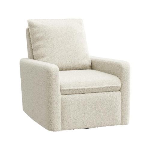 Paxton Swivel Glider Teddy Faux Fur, Ivory