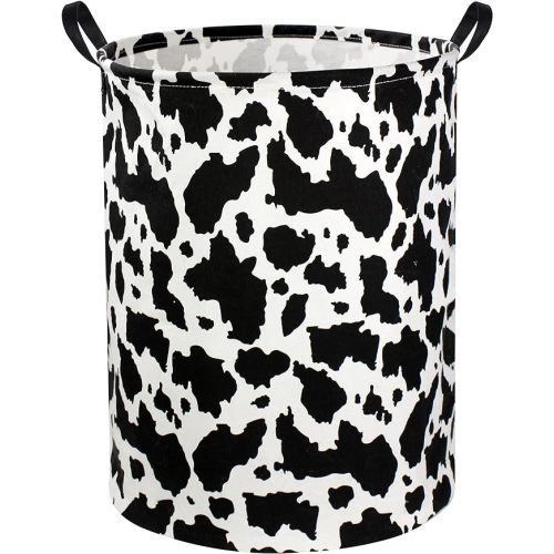Cow Print Laundry Basket Nursery Clothes Hamper Collapsible Storage Bin Organizer with Handles for Room Decor(Cow)