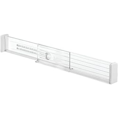 iDesign Drawer Dividers, Deep Adjustable Organiser System Made of Durable Plastic, Set of 2 Drawer Inserts for Wardrobe, Clear, 62420EU