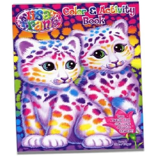 Lisa Frank Fun Coloring and Activity Book, Cute Cats Art Cover 64-Pages Drawing Book with Cut-Out Photo Frame (Pack of 1)