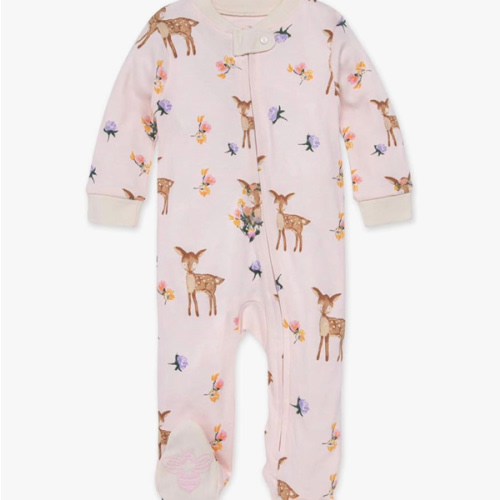 Burt's Bees Baby Girls' Organic Cotton Sleep and Play Footed Pajamas