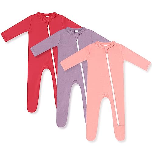 HAPIU Rayon from Bamboo Baby Footed Pajamas, 2 Way Zipper YKK, Footie for Baby Boy Girls, Newborn-24 Months