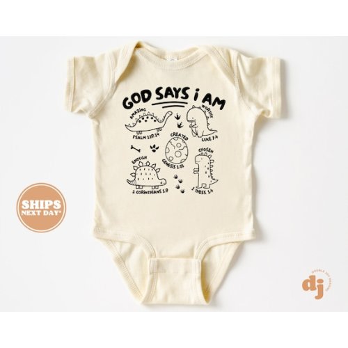 Christian Baby Bodysuit God Says I Am Christian Bodysuit Retro Natural Baby Bodysuit 5783 - Etsy